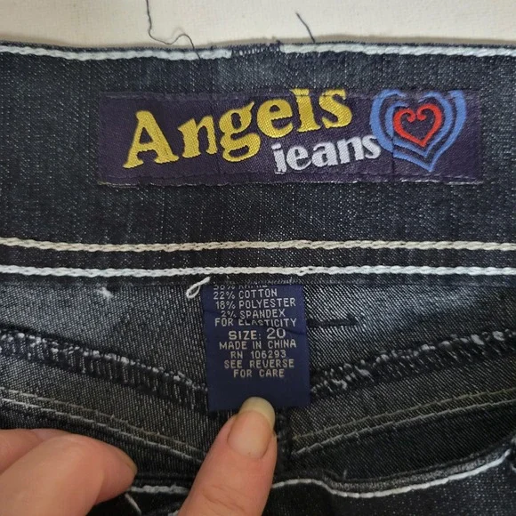 Y2K Angels Jeans Capri Cuffed Denim Womens 20 Triple Button Casual Dark Wash - Picture 7 of 9